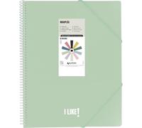 Grafoplas - Plastic A4 Folders, Maxiplas Like, Light Green, 50 Transparent Sleeves, PVC Spiral, Perfect for Archiving School and Office Supplies