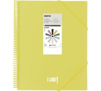 Grafoplas - Plastic A4 Folders, Maxiplas Like, Yellow, 50 Transparent Sleeves, PVC Spiral, Perfect for Archiving School and Office Supplies