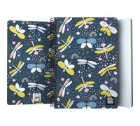 Grafoplás - Plastic Cover Notebook, Bits&Bobs Dragon Fly, 80 Squared Sheets 4x4 90g, Foolscap Size, Spiral, Coil Lock Security Closure, FSC Certified, Perfect School Supplies