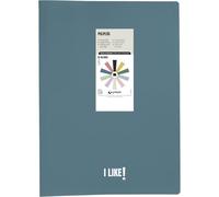 Grafoplas Plastic Folder, 40 Clear Polypropylene Sleeves Folio Size, Dark Blue, Flexible Cover, Perfect Office Supplies