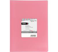 Grafoplás | Plastic Folder | 50 Clear Sleeves | Folio Size | Light Pink | Flexible Cover | Multiline Poly Plastic | Perfect School and Office Supplies