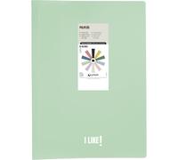 Grafoplas Plastic Folders 40 Clear Polypropylene Sleeves Folio Size Light Green Flexible Cover Perfect School Office Supplies