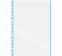 Grafoplás Plastic Sleeves for Folios | Pack of 10 | Glass | Pastel Blue Border | Extra Polypropylene | Reinforced Spine | Perfect for Ring Binder