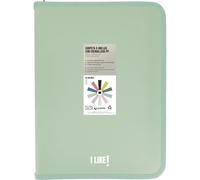 Grafoplas - Ring Binder A4 with Zippers A4+, Light Green, 4 Rings 25 mm, Includes Plastic Compressor, Like Stationery Collection, Polypropylene Material, Perfect School Supplies