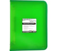 Grafoplás | Ring Binder with Zip A4+ | Green | Multiline | 4 Mixed Rings 25 mm | Vertical Ruled Polypropylene Cover | Extra Capacity for Sheets of Paper Format Folio