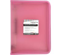Grafoplas Ring Binder with Zip A4+, Light Pink, Multiline, 4 Mixed Rings 25 mm, Vertical Ruled Polypropylene Cover, Extra Capacity for Sheets of Paper, Folio Format