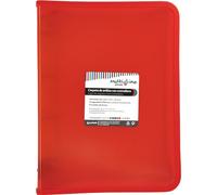 Grafoplás Ring Binder with Zip A4+, Red, Multiline, 4 Mixed Rings 25 mm, Vertical Ruled Polypropylene Cover, Extra Capacity for Sheets of Paper, Folio Format