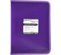 Grafoplás Ring Binder with Zip A4+, Violet, Multiline, 4 Mixed Rings 25 mm, Vertical Ruled Polypropylene Cover, Extra Capacity for Paper Sheets, Folio Format