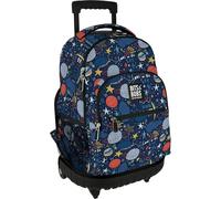 Grafoplas - School Backpack with Wheels, Integrated Cart, 29 Litres, 52 x 37 x 25 cm, Roller Model, Planets Bits & Bobs Collection, Perfect Children's and Primary School Supplies