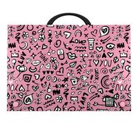 Grafoplas - School Bag with Handle and Snap Closure, Polypropylene, Folio Size, 24.5 x 34.5 x 4 cm, Design I Love You Bits & Bobs Pop Up Design, Perfect for Your Extra School Classes