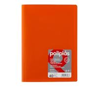 Grafoplas - Transparent Folder Covers, Foolscap Size, Orange, 40 Polypropylene Linings, Opaque Polyplas Series, Made in Spain, Flexible Covers, Perfect for Filing Documents