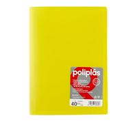 Grafoplas - Transparent Folder Covers, Foolscap Size, Yellow, 40 Polypropylene Linings, Opaque Polyplas Series, Made in Spain, Flexible Covers, Perfect for Filing Documents