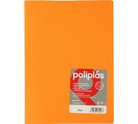 Grafoplas - Transparent Folder, Orange, 10 Polypropylene Linings, Foolscap Size, Opaque Polyplas Series, Made in Spain, Flexible Covers, Perfect for Filing Documents