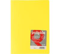 Grafoplas - Transparent Folder, Yellow, 10 Polypropylene Linings, Foolscap Size, Opaque Polyplas Series, Made in Spain, Flexible Covers, Perfect for Filing Documents