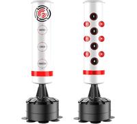 GRAFT 6FT Free Standing Punch Bag - Heavy Duty Freestanding Boxing Bag with Pedestal Base for Kickboxing, MMA, Martial Arts & Muay Thai, Shock Absorbing Punching Bag for Home Gym (White/Red, 6FT)