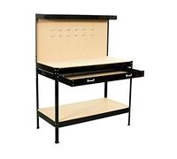 Grafter® GWB05, Garage Workbench Pegboard Heavy Duty Steel Workbench with Storage Drawer + Shelf, Garage Tool Box DIY Workshop Work Station - Black