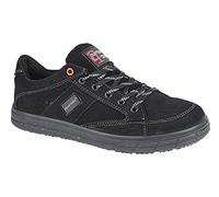 Grafters '9512' Unisex Safety Skate Canvas Type Trainer Shoes - Black Real Suede, UK 7 / EU 41