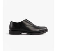Grafters Dustin Mens Leather Lace-Up Breathable Workwear Black Oxford Shoes