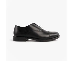 Grafters Dustin Mens Leather Lace-Up Breathable Workwear Black Oxford Shoes