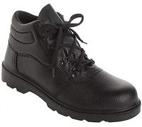 Grafters 'Falcon' Treaded Industrial Safety Toe Cap Safety Lightweight Boots - Black Grain Leather, Mens UK 15 / EU 49