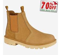 Grafters Grinder Mens Protective Leather Safety Slip On Dealer Boots Tan
