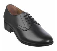 Grafters Ladies Cadet Parade Shoe 4 Eyelet Black Hi-Shine Leather Military L213A
