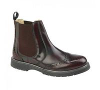 Grafters M281BD Mens Leather Brogue Chelsea Boots Burgundy