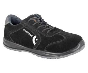 Grafters M847 Unisex Suede Leather Steel Toe Cap Kevlar Composite Midsole Comfort Lace Up Safety Trainers (Black Suede, UK Footwear Size System, Adult, Men, Numeric, Medium, 5)