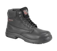 Grafters Men's Safety Boots M9503A - Black Leather Super Wide Ankle Fit - UK9/EU43