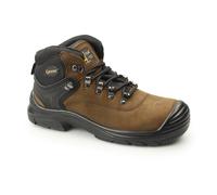 Grafters Mens Safety Boots - Super Wide EEEE Fitting, Steel Midsole, Brown, UK 10
