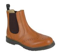 Grafters Mens Ankle Gusset Chelsea Leather Brogue Boot Walking Shoes Size 3-14