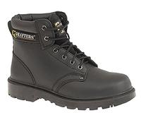 Grafters Mens Black Leather Laced Lightweight Safety Toe Cap Work Boots Sizes 7 8 9 10 11 12 13 14 15 16 (16)