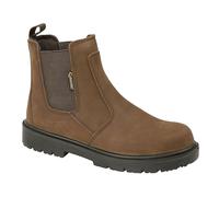 Grafters Men's Brown Waxy Leather Safety Dealer Boots | Size: 8 Grafters Brown 8