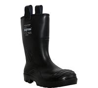 Grafters Mens Heavy Duty Waterproof Mid Calf Fur Lined Full Safety Steel Toe Cap Industrial Work Wellington Boots UK Sizes 7-12 (UK 10, Black)