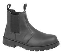 Grafters Mens Leather Safety Steel Chelsea Dealer Slip On Ankle Work Boots Shoes Size 6-14 (6 UK, Black)