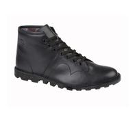 Grafters Men's Original Coated Leather Retro Monkey Boots in Black | Size: 3 Grafters Black 3