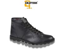 Grafters UNISEX Original Leather Monkey Boots Black