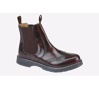 Grafters M281BD Mens Leather Brogue Chelsea Boots Burgundy