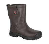 Grafters Safety Rigger Boots, Steel Toe Cap, Wide Fit, Thermal Leather, M922B (Brown, UK Footwear Size System, Adult, Men, Numeric, X-Wide, 9)