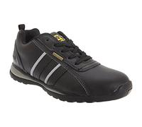 Grafters Unisex '090' Multi Colours Lace Up Safety Toe Cap Trainer Shoes - Black/Grey Action Coated Leather, Ladies UK 8 / EU 41