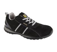 Grafters Unisex '090' Multi Colours Lace Up Safety Toe Cap Trainer Shoes - Black/Grey Real Suede, Ladies UK 9 / EU 42