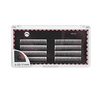 Grafting False Eyelashes, Thick Long Fake Eyelash Extensions, Black 8 - Row Lashes with C Curl 0.05mm Thickness, Trim - to - Fit Design for Professional Salon or Home Use (MS-001 0.05c 11mm)