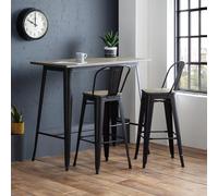 Grafton Bar Set - 2 Stools - Elm Wood - Industrial