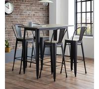 Grafton Bar Set - 4 Stools - Elm Wood - Industrial