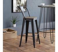 Grafton Barstool with Back - Set of 2 - Elm Wood - Industrial