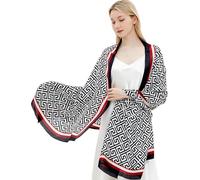 Gragengs Women Silk Scarves Long Satin Lightweight Outdoor Shawl Wraps Printed Head Scarf 70''X35'',108-Black/White