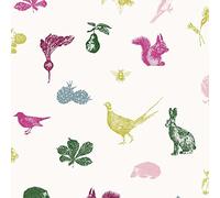 Graham & Brown Joules Etched Woodland Cream Wallpaper | Easy Paste The Wall Application | Multicoloured Animal Design | Eco Friendly