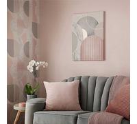 Graham & Brown Pink & Grey Art Deco Geo Printed Canvas Grey