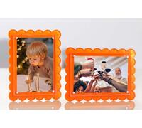 GRAHAM DESIGN 2 Pack of 5 x 7 Orange Acrylic Scalloped Picture Frames, Magnetic Closure with Dual Kickstand Holes for Vertical and Horizontal Display