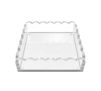 GRAHAM DESIGN Acrylic Scalloped Tray, Includes Anti-Slip Pads | 8 x 8 x 2 inches | (Clear)